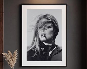 Poster di Kate Moss, stampa di moda in bianco e nero, fotografia di supermodella da appendere al muro, decorazione editoriale vintage, poster di icona della moda, regalo per modelle