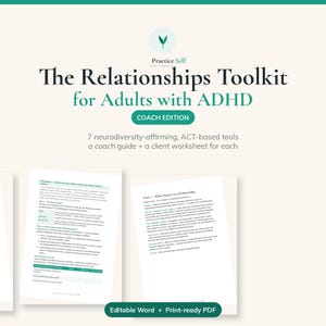 Zestaw narzędzi dla trenerów w zakresie relacji z osobami z ADHD | Narzędzia ACT wspierające neuroróżnorodność (edytowalny plik PDF)