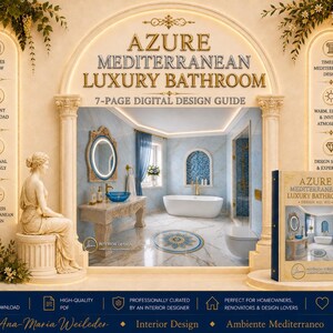 Azure Mediterranean Bathroom Design Guide | Luxury Moodboard, Colour Palette & Materials PDF