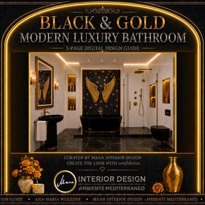 Black & Gold Modern Luxury Bathroom Design Guide