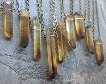 Raw Smoky Citrine Necklace - Real Natural Citrine Pendant - Men's Crystal Necklace - Boho Smoky Quartz Jewelry - Witchy Necklace Talisman