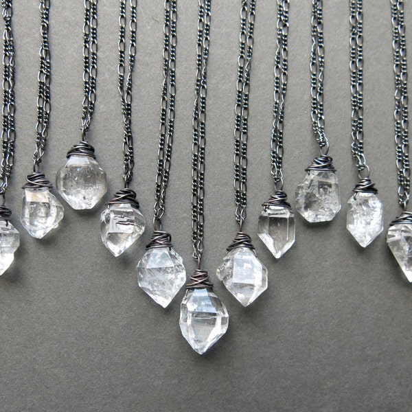 Herkimer Diamond Necklace - Raw Crystal Necklace - Raw Stone Necklace - Raw Gemstone Necklace - Boho Crystal Pendant - Bohemian Jewelry