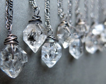 Raw Crystal Necklace - Raw Herkimer Diamond Necklace - Crystal Jewelry - Boho Necklace - Raw Quartz Necklace - Quartz Crystal Pendant