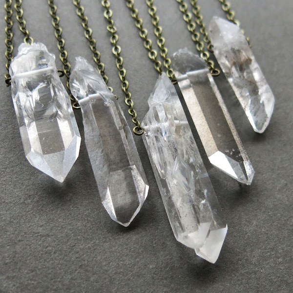 Raw Clear Quartz Necklace - Raw Crystal Necklace - Quartz Jewelry - Unisex Mens Crystal Necklace - Raw Crystal Jewelry - Gemstone Necklace