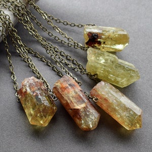 Yellow Apatite Necklace - Raw Gemstone Necklace - Men's Crystal Necklace - Raw Stone Pendant - Solar Plexus Chakra Necklace- Crystal Jewelry