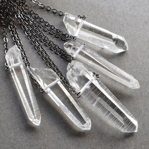 Colombian Lemurian Quartz Necklace Optical Clear Quartz Pendant Mens Raw Crystal Necklace Witchy Crystal Jewelry Boho Pagan Talisman image 4