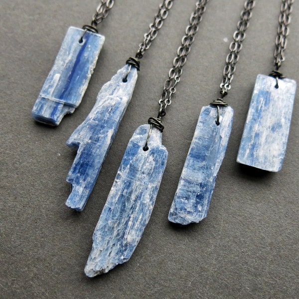 Raw Blue Kyanite Necklace - Raw Kyanite Jewelry - Blue Crystal Necklace - Raw Crystal Necklace - Raw Stone Necklace - Bohemian Pendant