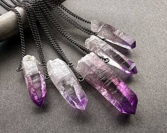 Amethyst Crystal Necklace, Dainty Amethyst Pendant, Facetted