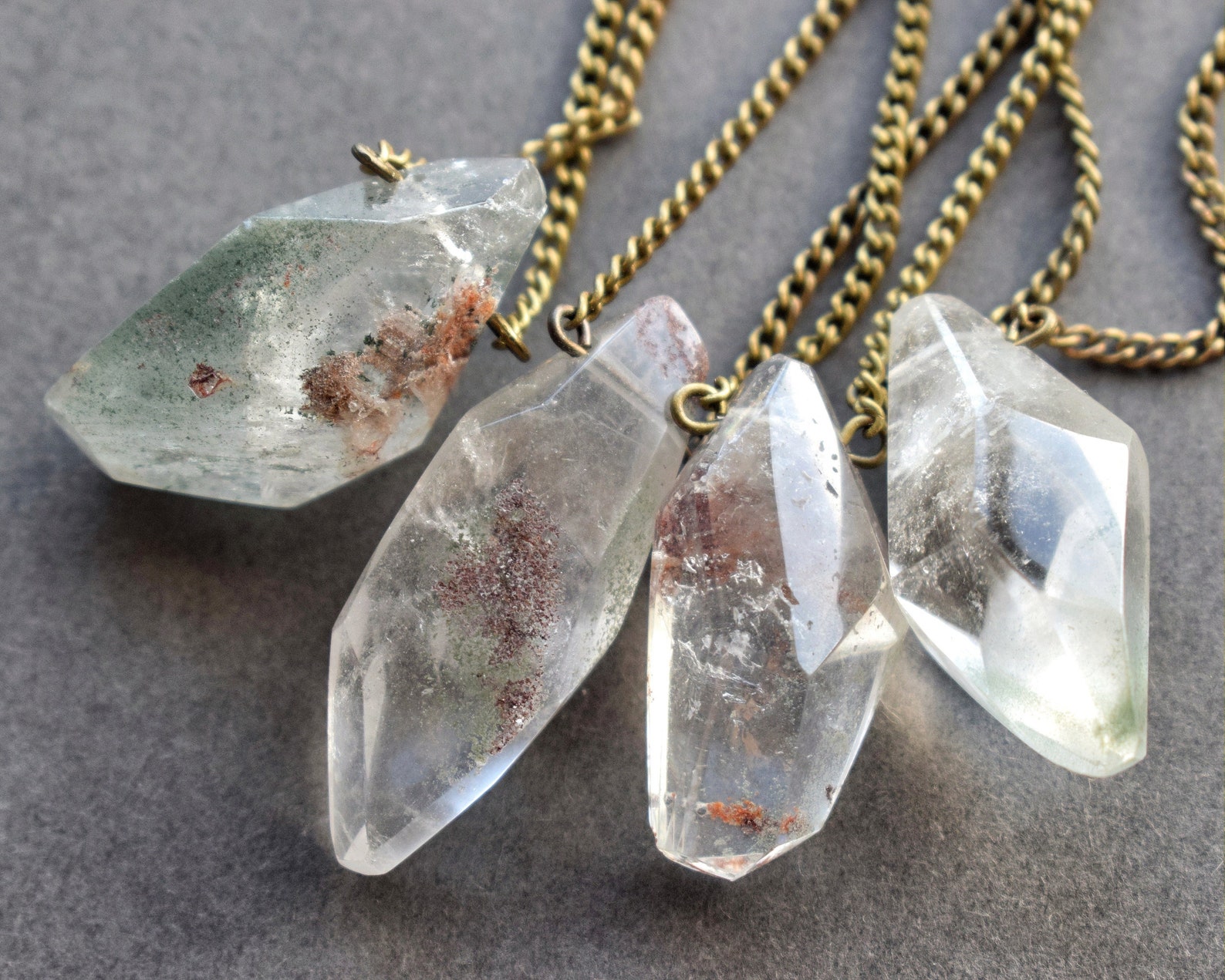 Garden Quartz Necklace Lodolite Crystal Necklace Phantom Etsy