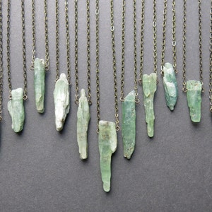 Green Kyanite Necklace Raw Crystal Necklace Kyanite Pendant Boho Necklace Raw Stone Necklace Kyanite Jewelry Raw Stone Jewelry image 4