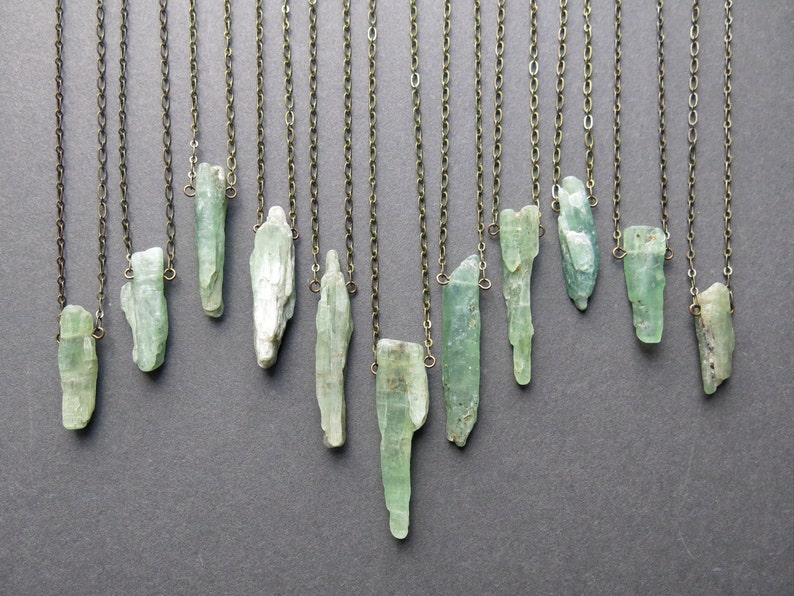 Green Kyanite Necklace Raw Crystal Necklace Kyanite Pendant Boho Necklace Raw Stone Necklace Kyanite Jewelry Raw Stone Jewelry image 4