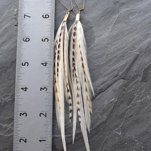 White Feather Earrings, Bridal Boho Earrings for Wedding, Natural Real Feather Earrings, Long Statement Earrings image 10