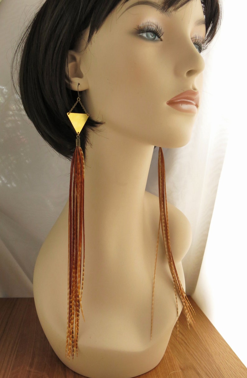 Long Feather Earrings Feather Tassel Earrings Boho Etsy