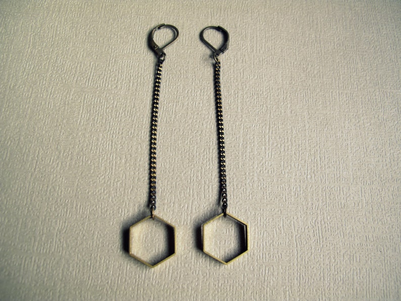 Minimalist Earrings Hexagon Geometric Earrings Minimalist Jewelry Geometric Dangle Earrings Hexagon Earrings Geometric Jewelry image 5