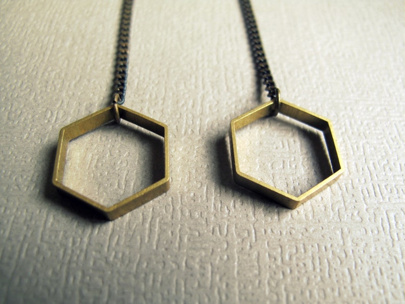 Minimalist Earrings Hexagon Geometric Earrings Minimalist Jewelry Geometric Dangle Earrings Hexagon Earrings Geometric Jewelry image 4