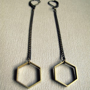 Minimalist Earrings Hexagon Geometric Earrings Minimalist Jewelry Geometric Dangle Earrings Hexagon Earrings Geometric Jewelry image 2