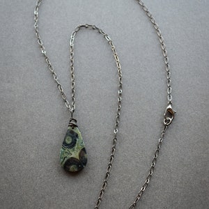 Kambaba Jasper Necklace, Boho Natural Stone Pendant, Witchy Green Gemstone Necklace, Grunge Fairycore Woodland Goth Pagan Wiccan Jewelry image 3