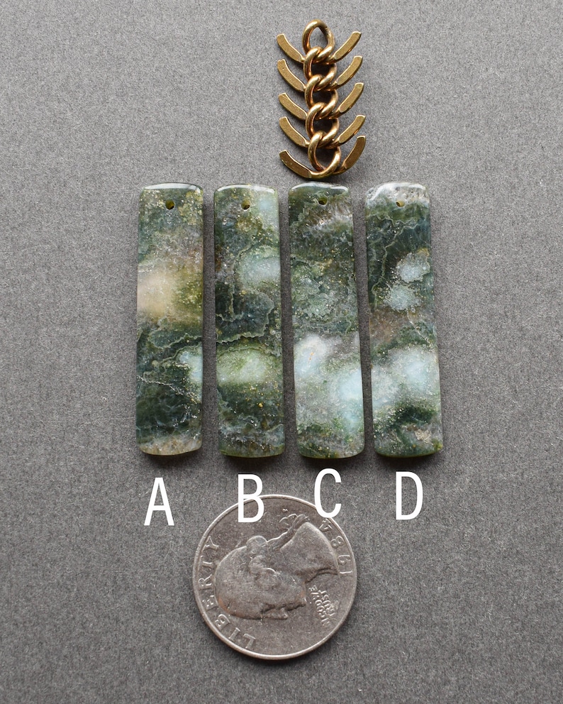 Moss Agate Necklace Long Stone Necklace Agate Stone Necklace Raw Stone Jewelry Green Stone Pendant Bohemian Pendant image 7