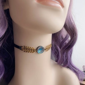 Häxig Abalone Shell Choker Halsband, Gotisk Svart Läder Ryggkedja Halsband, Alt Goth Smycken bild 7