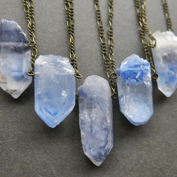 Dumortierite Quartz Necklace - Rare Crystal Necklace - Blue Quartz Pendant - Raw Crystal Pendant - Phantom Quartz Necklace - Crystal Jewelry