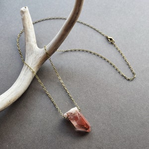 Red Phantom Quartz Necklace Hematoid Quartz Jewelry Raw - Etsy
