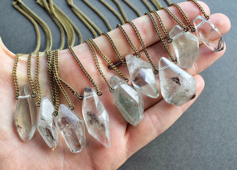 Garden Quartz Necklace Lodolite Crystal Necklace Phantom Etsy