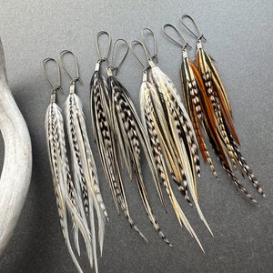 White Feather Earrings, Bridal Boho Earrings for Wedding, Natural Real Feather Earrings, Long Statement Earrings image 3