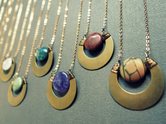 Long Boho Necklace Crescent Moon 