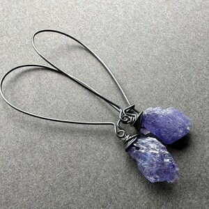 Raw Gemstone Earrings, Boho Dangle Earrings, Raw Crystal Earrings, Raw Stone Earrings, Witchy Earrings, Apatite Amethyst Tanzanite Jewelry image 2