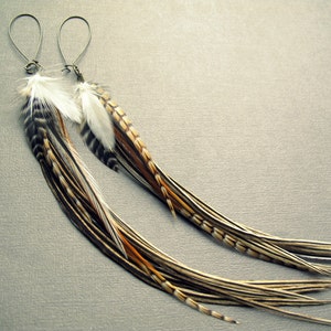 Long Feather Earrings Extra Long Earrings Boho Jewelry Super Long Boho ...
