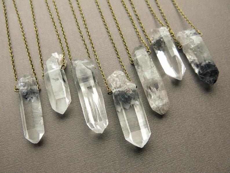 Tibetan Quartz Necklace, Black Phantom Quartz Crystal Necklace, Raw Crystal Jewelry, Clear Quartz Pendant, Witchy Necklace, Crystal Point image 5