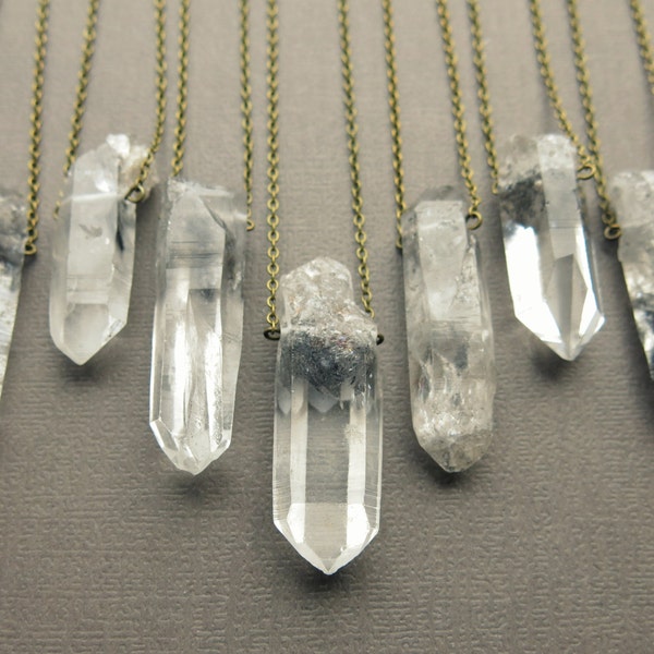Tibetan Quartz Necklace, Black Phantom Quartz Crystal Necklace, Raw Crystal Jewelry, Clear Quartz Pendant, Witchy Necklace, Crystal Point