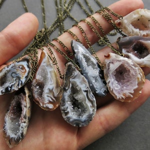 Oco Geode Necklace Raw Stone Jewelry Geode Jewelry Raw Stone Necklace Geode Pendant Natural Stone Pendant Druzy Necklace image 3