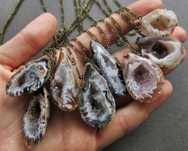 Oco Geode Necklace Raw Stone Jewelry Geode Jewelry Raw Stone Necklace Geode Pendant Natural Stone Pendant Druzy Necklace image 3