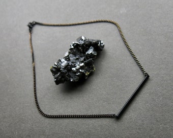 Black Bar Necklace, Dainty Black Chain Choker Necklace, Simple Minimalist Goth Necklace for Layering, Alt Gothic Witchy Jewelry
