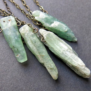 Green Kyanite Necklace Raw Crystal Necklace Kyanite Pendant Boho Necklace Raw Stone Necklace Kyanite Jewelry Raw Stone Jewelry image 3