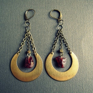 Raw Garnet Earrings - January Birthstone - Raw Gemstone Earrings - Boho Crystal Earrings - Raw Crystal Earrings - Crystal Dangle Earrings