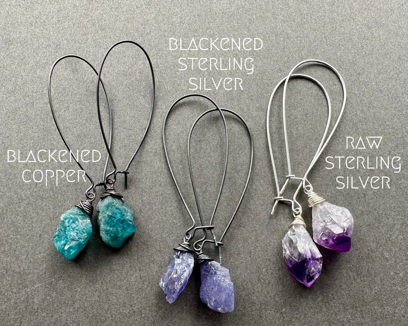 Raw Gemstone Earrings, Boho Dangle Earrings, Raw Crystal Earrings, Raw Stone Earrings, Witchy Earrings, Apatite Amethyst Tanzanite Jewelry image 7