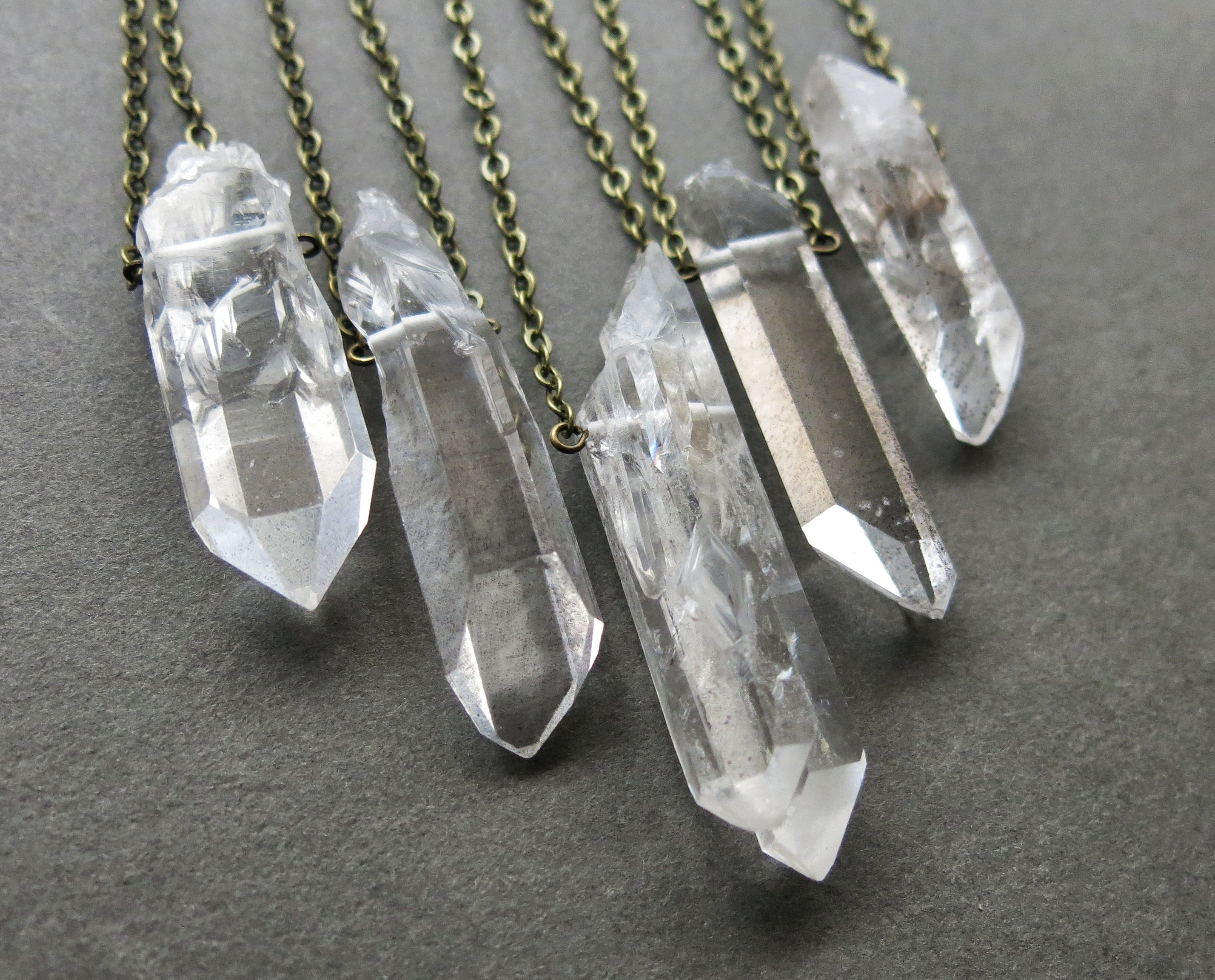 Quartz Crystal Pendant Necklace, Spiral-Wrapped Crystal Wand Necklace -  Silver Enchantments