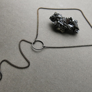 Black and Gold Lariat Necklace - Black Chain Y Necklace - Witch Necklace - Dark Boho Necklace - Simple Black Necklace - Goth Necklace