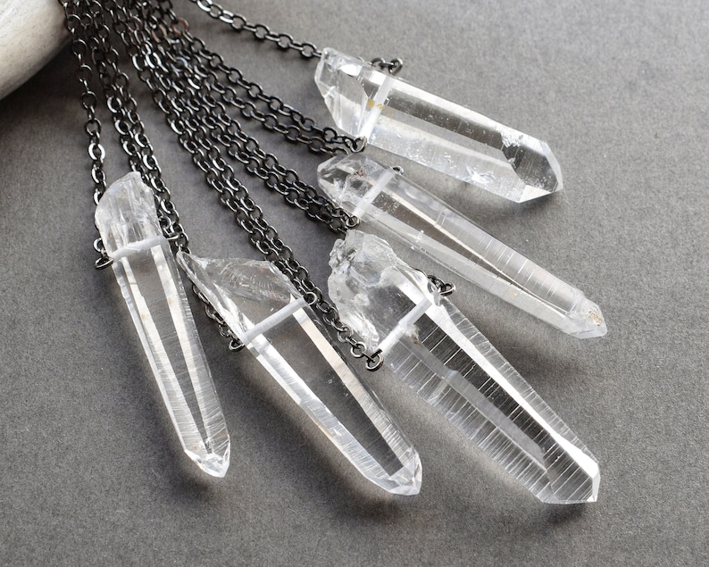 Colombian Lemurian Quartz Necklace Optical Clear Quartz Pendant Mens Raw Crystal Necklace Witchy Crystal Jewelry Boho Pagan Talisman image 4
