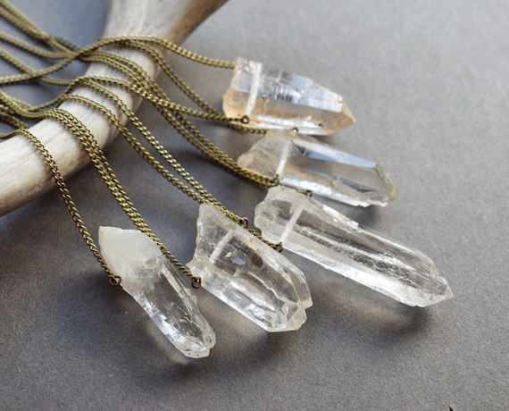 Etsy clear quartz necklace deals