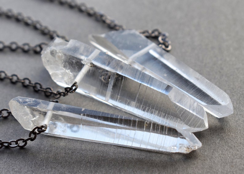 Colombian Lemurian Quartz Necklace Optical Clear Quartz Pendant Mens Raw Crystal Necklace Witchy Crystal Jewelry Boho Pagan Talisman image 5