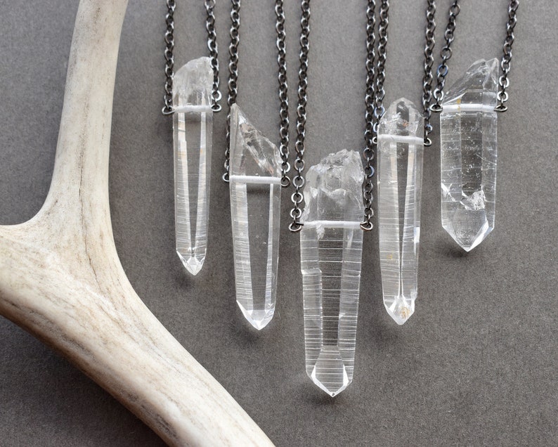 Colombian Lemurian Quartz Necklace Optical Clear Quartz Pendant Mens Raw Crystal Necklace Witchy Crystal Jewelry Boho Pagan Talisman image 6