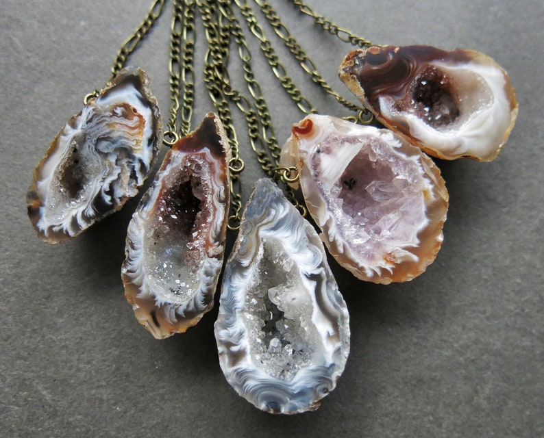 Oco Geode Necklace Raw Stone Jewelry Geode Jewelry Raw Stone Necklace Geode Pendant Natural Stone Pendant Druzy Necklace image 1