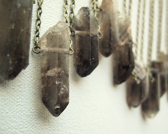 Raw Smoky Quartz Necklace, Natural Crystal Necklace, Smokey Quartz Pendant, Real Quartz Point Necklace for Men or Women, Witchy Boho Jewelry