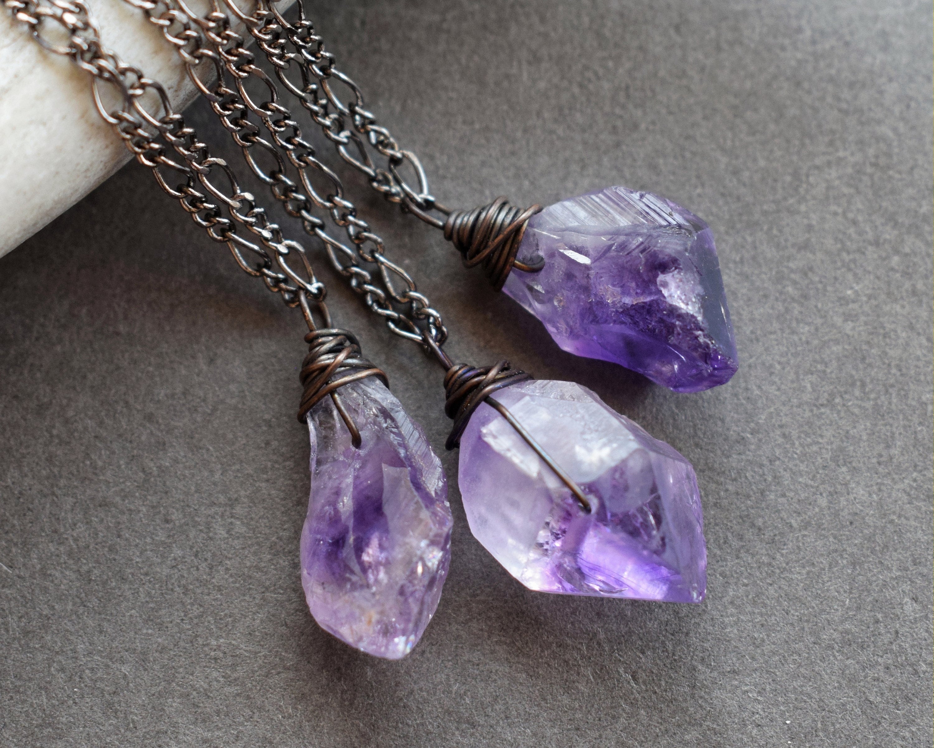 DOJA Barcelona Raw amethyst pendant 2Pcs Raw Amethyst Raw minerals