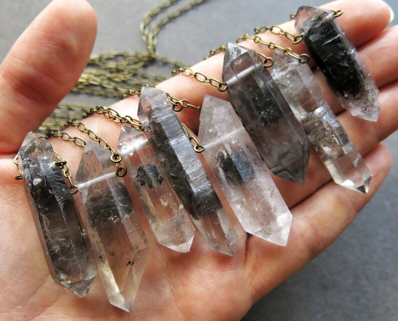 Raw Stone Jewelry Raw Crystal Necklace Double Terminated Tibetan Quartz Necklace Raw Stone Necklace Boho Crystal Point Necklace