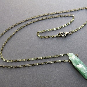 Green Kyanite Necklace Raw Crystal Necklace Kyanite Pendant Boho Necklace Raw Stone Necklace Kyanite Jewelry Raw Stone Jewelry image 2