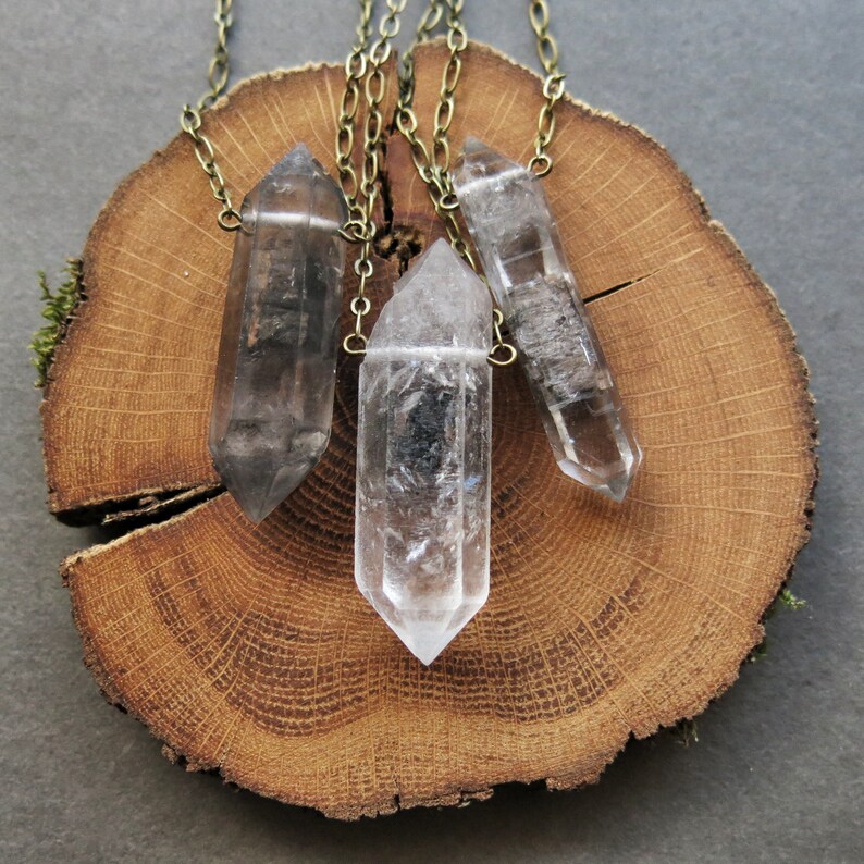 Raw Stone Jewelry Raw Crystal Necklace Double Terminated Tibetan Quartz Necklace Raw Stone Necklace Boho Crystal Point Necklace